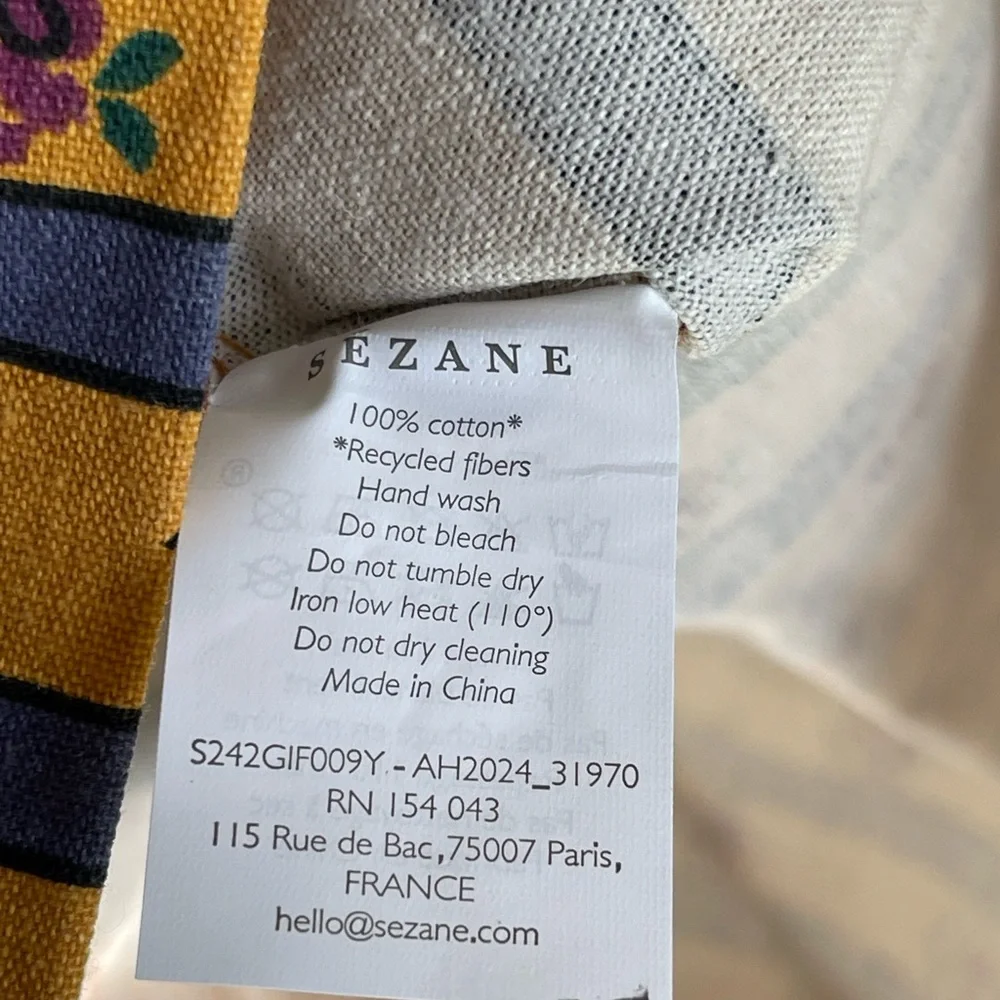 Sezane x MariaDelOrden Yellow and Blue Floral Tote NWT - Picture 4 of 4